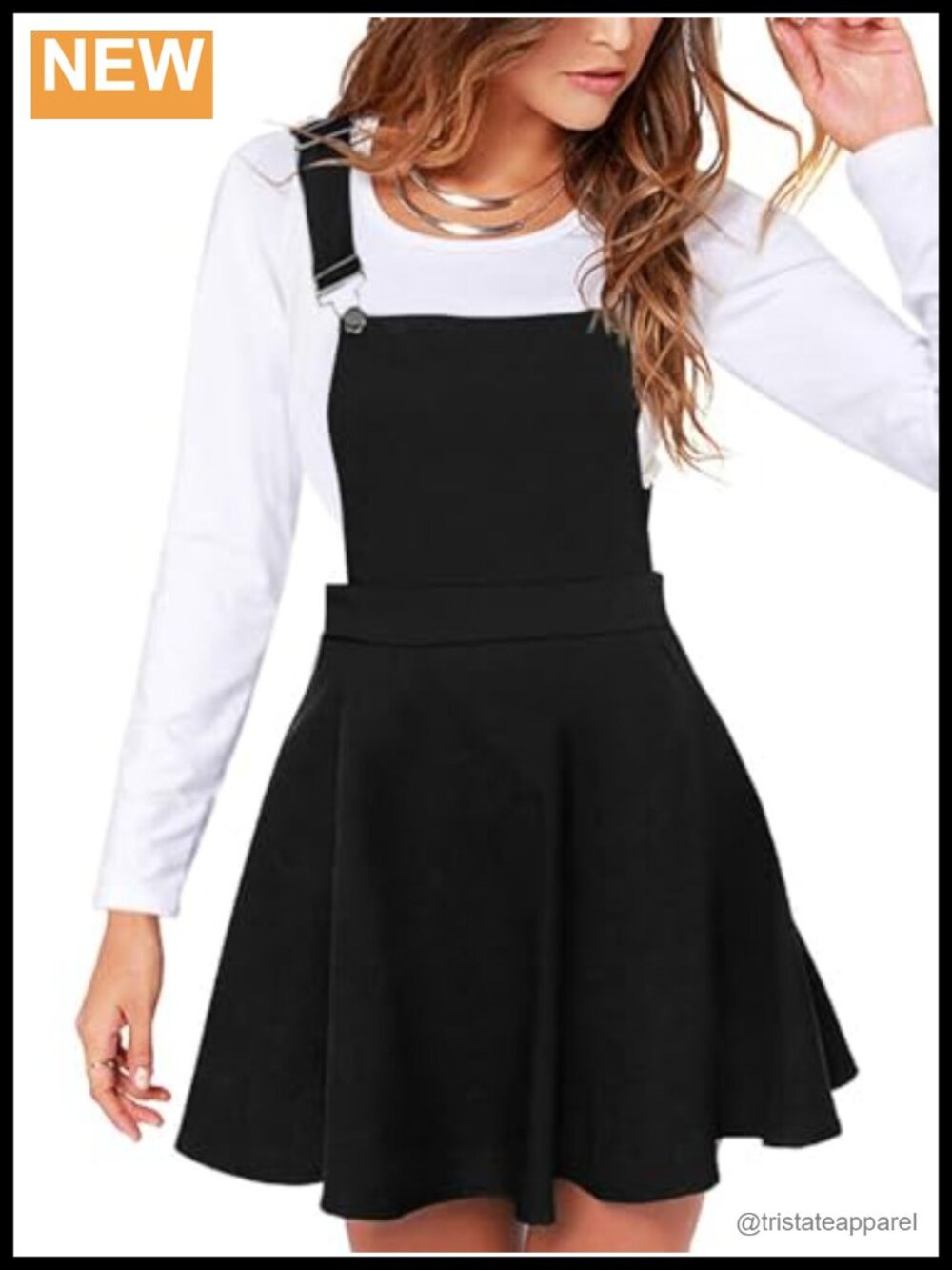 Pleated Mini Pinafore Dress A-Line High Waist Adjustable Suspenders